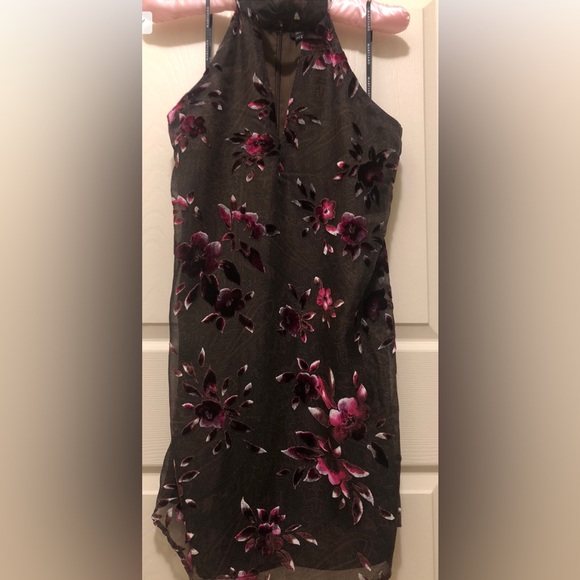MARCIANO Sleeveless A-Line Dress in Brown Paisley + Crush Velvet Floral … - Picture 1 of 12